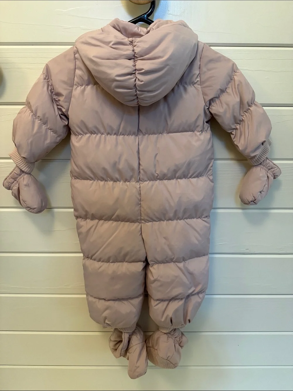 Baby GAP Toddler Puffer Snowsuit With Fleece Lining in Light Taupe Pink